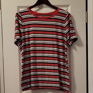 Michael Kors Striped Short Sleeve Tee - Red, Navy, White